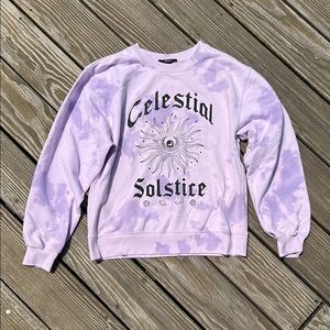 Forever 21 Purple Tie-Dye Celestial Solstice Crewneck